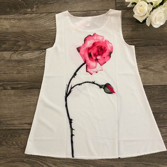 MICRO LIGHT white and pink rose dress size medium - Picture 3 of 7